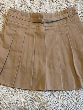 Zara Pleated Tan Skirt with Belt Detail